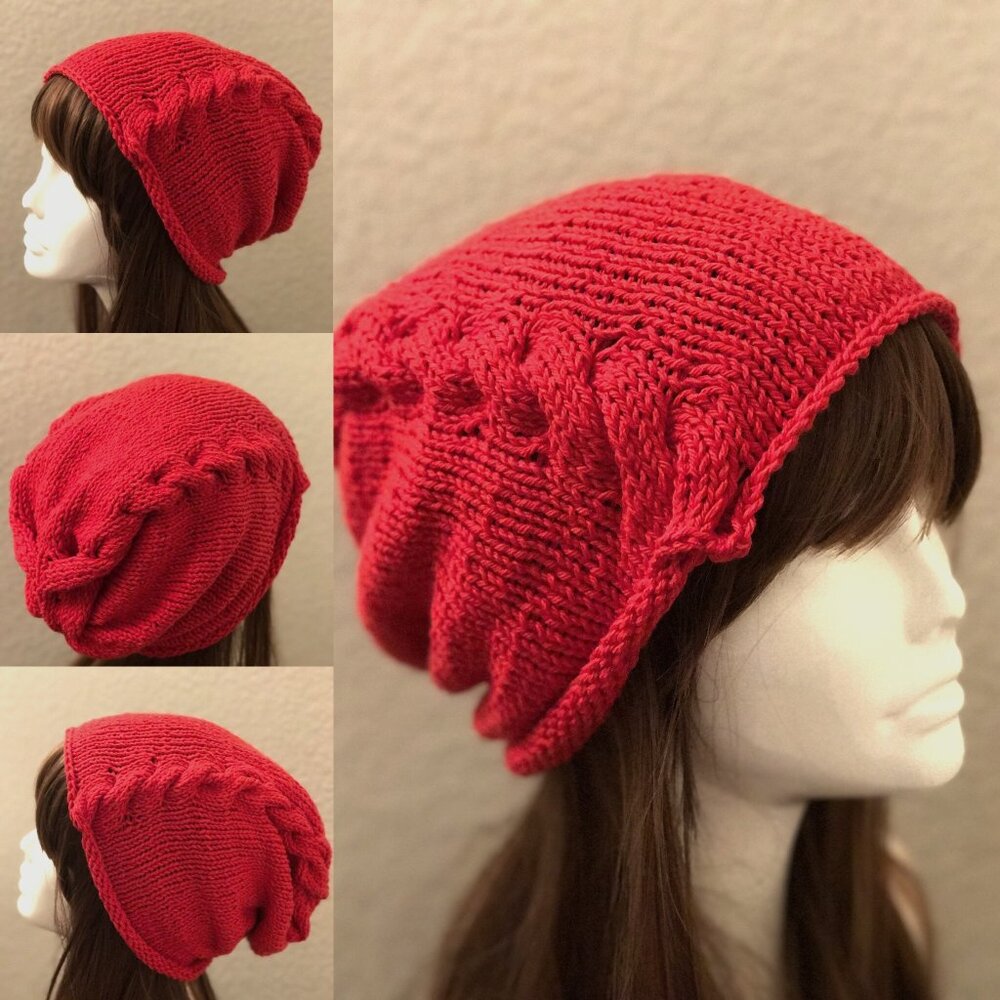 NEW Handmade Butterfly Cable Cotton Hat, Women Size OS